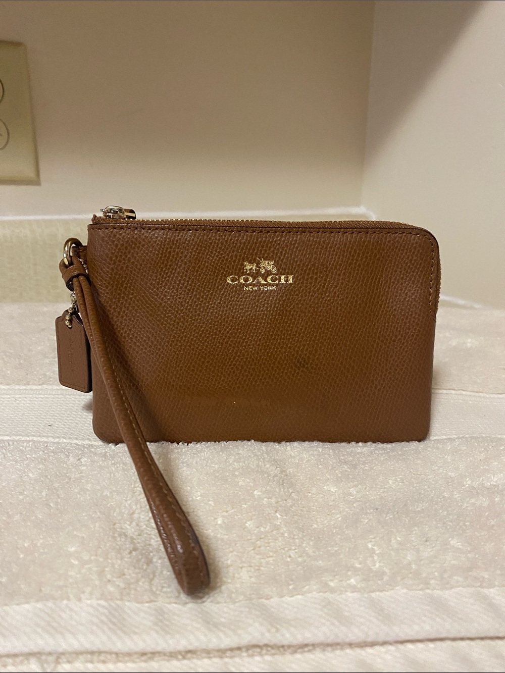 Coach Brown Leather Wristlet Pouch